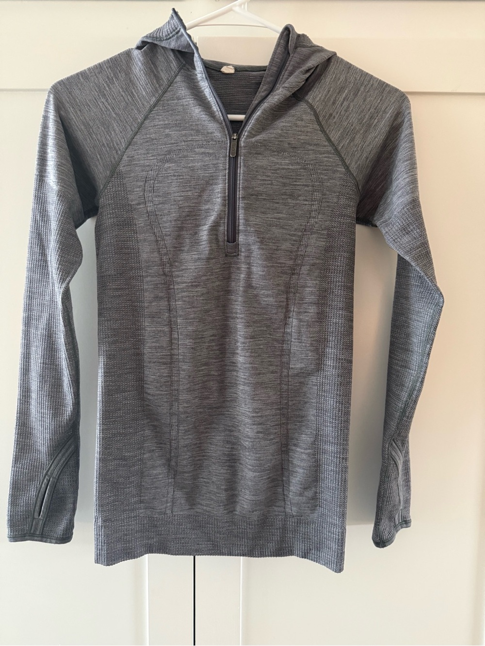 Lululemon Swiftly Wool 1/2 Zip Hoodie Heather Gray Thumbholes Women’s
